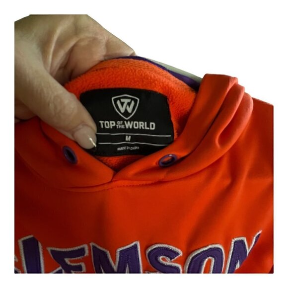 Clemson Tigers Orange Unisex Hoodie Sweatshirt White Paw Logo Front Pocket Sz M - Picture 4 of 11